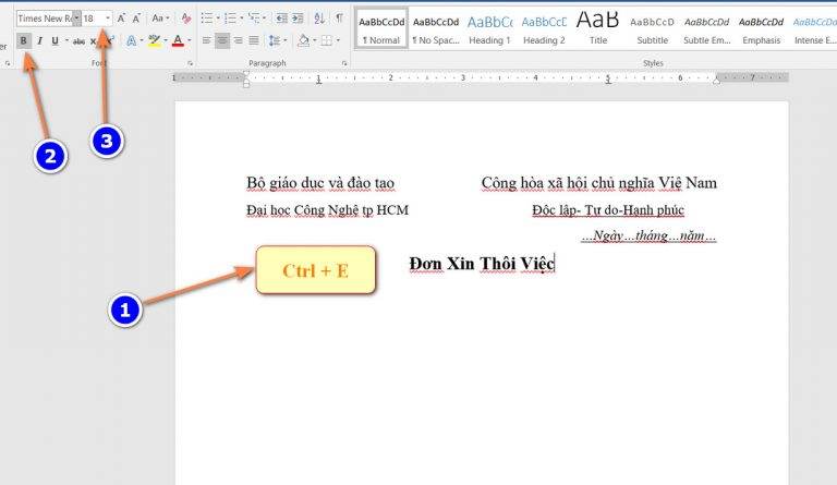 de tieu de trong word