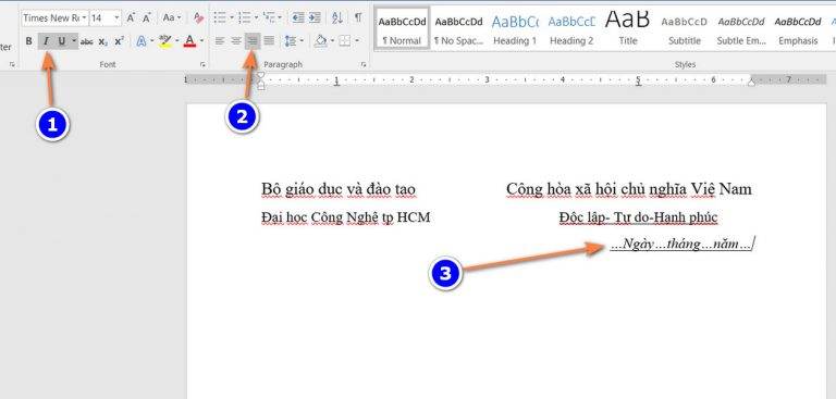 ngay thang nam trong word