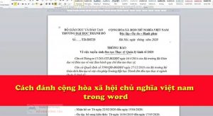 Cách đánh cộng hòa xã hội chủ nghĩa việt nam trong word