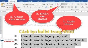 Cách tạo bullet trong word