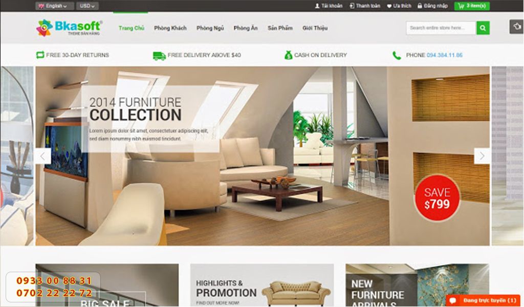 Học thiết kế website tại vũng tàu mẫu web bán hàng nội thất