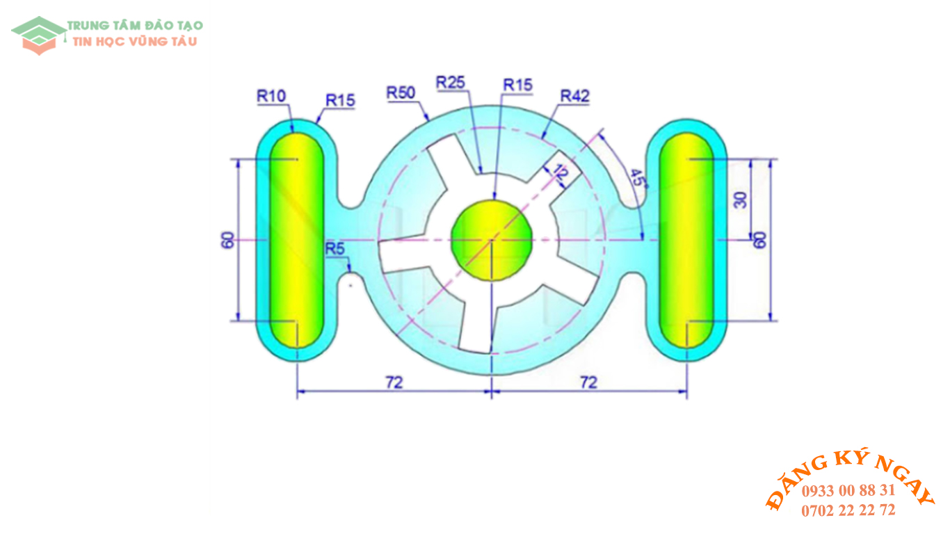 Đề thi AutoCad 2D 17 Đề thi Autocad 2D Trung tâm tin học Trường Thịnh Vũng Tàu 17