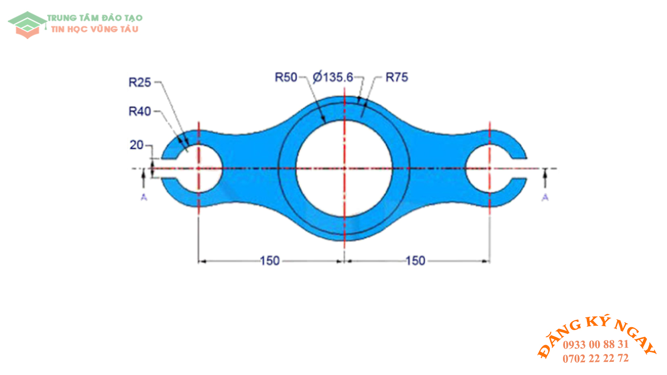 Đề thi AutoCad 2D 24 Đề thi Autocad 2D Trung tâm tin học Trường Thịnh Vũng Tàu 24