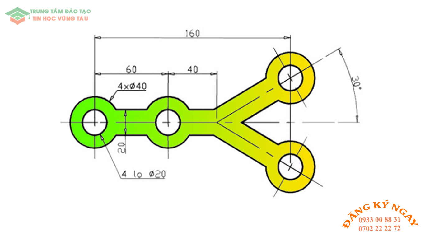 Đề thi AutoCad 2D 27 Đề thi Autocad 2D Trung tâm tin học Trường Thịnh Vũng Tàu 27