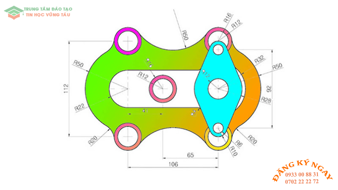 Đề thi AutoCad 2D 31 Đề thi Autocad 2D Trung tâm tin học Trường Thịnh Vũng Tàu 31