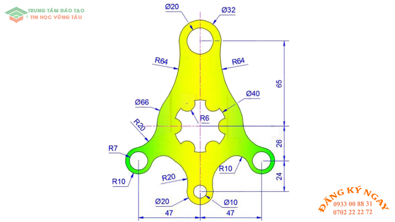 Đề thi AutoCad 2D 4 Đề thi Autocad 2D Trung tâm tin học Trường Thịnh Vũng Tàu 4