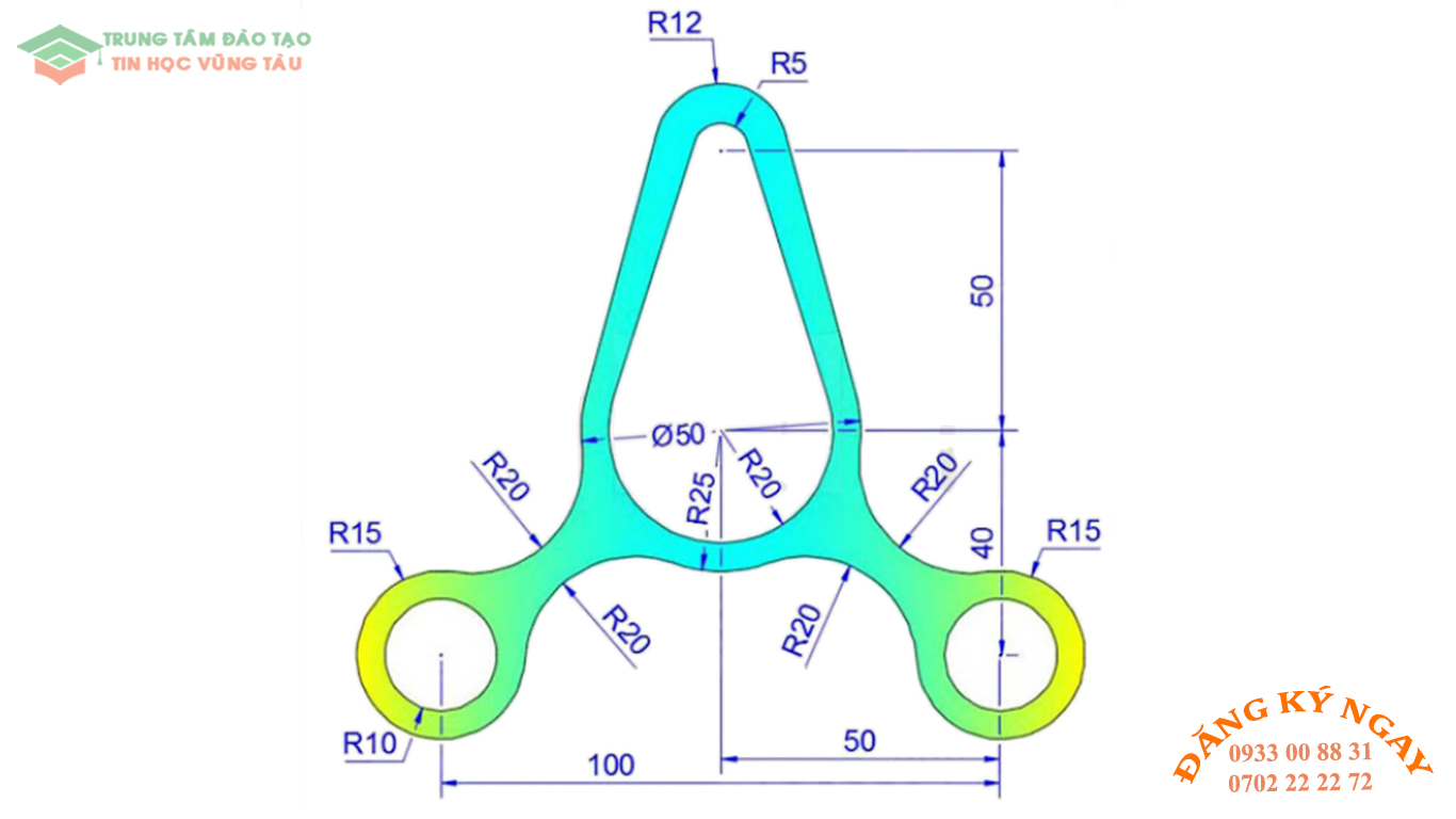 Đề thi AutoCad 2D 6 Đề thi Autocad 2D Trung tâm tin học Trường Thịnh Vũng Tàu 6