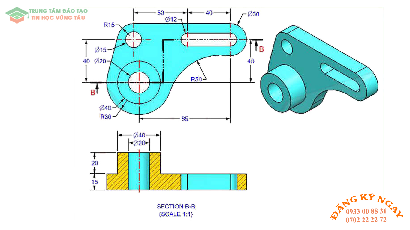 Đề thi AutoCad 3D 10 Đề thi Autocad 3D Trung tâm tin học trường thịnh Vũng Tàu 10