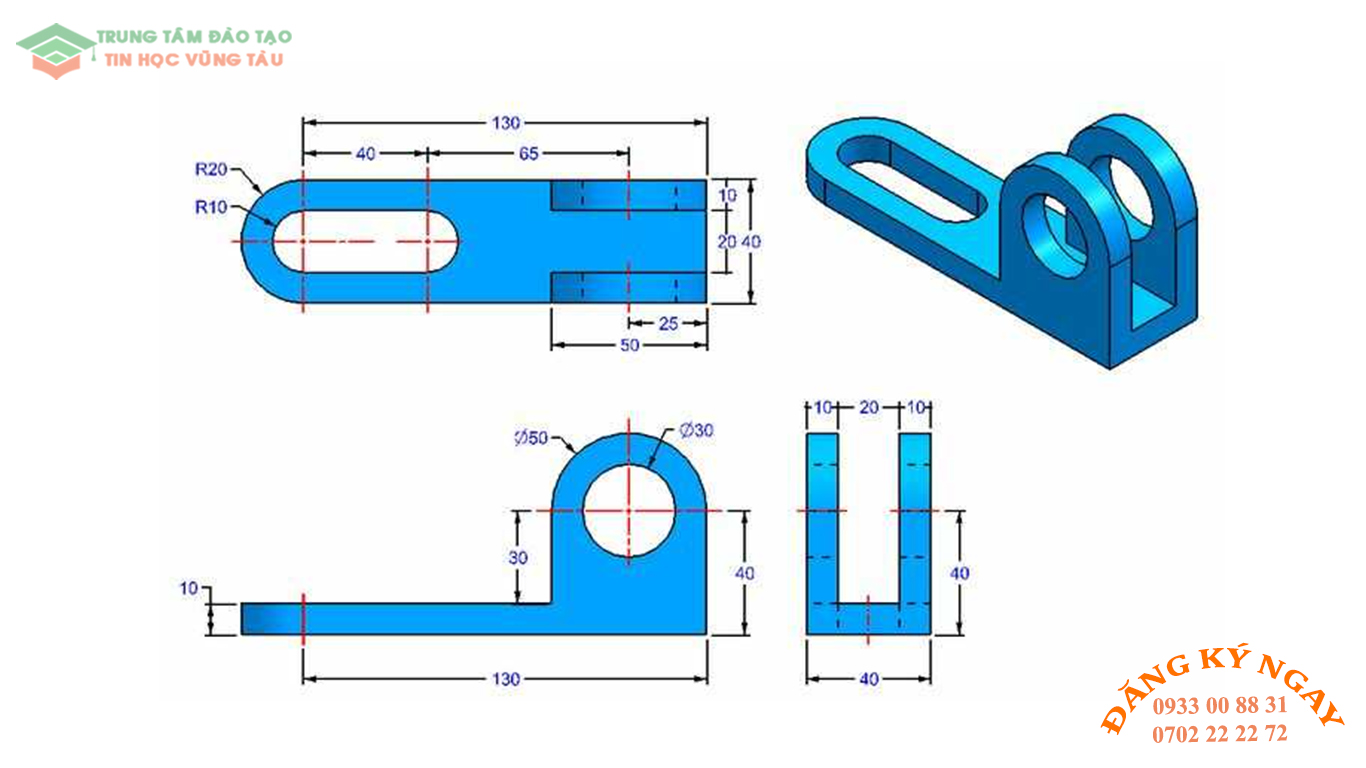 Đề thi AutoCad 3D 14 Đề thi Autocad 3D Trung tâm tin học trường thịnh Vũng Tàu 14
