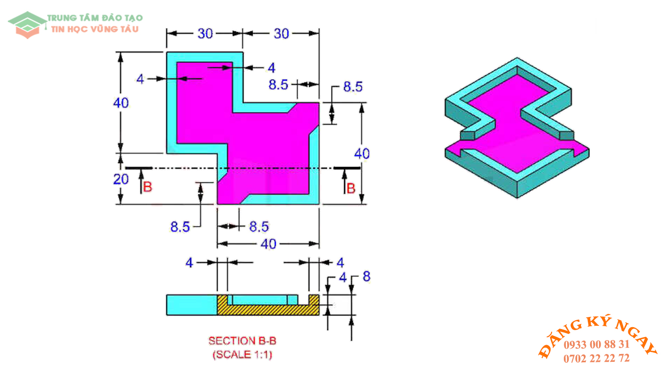 Đề thi AutoCad 3D 20 Đề thi Autocad 3D Trung tâm tin học trường thịnh Vũng Tàu 20