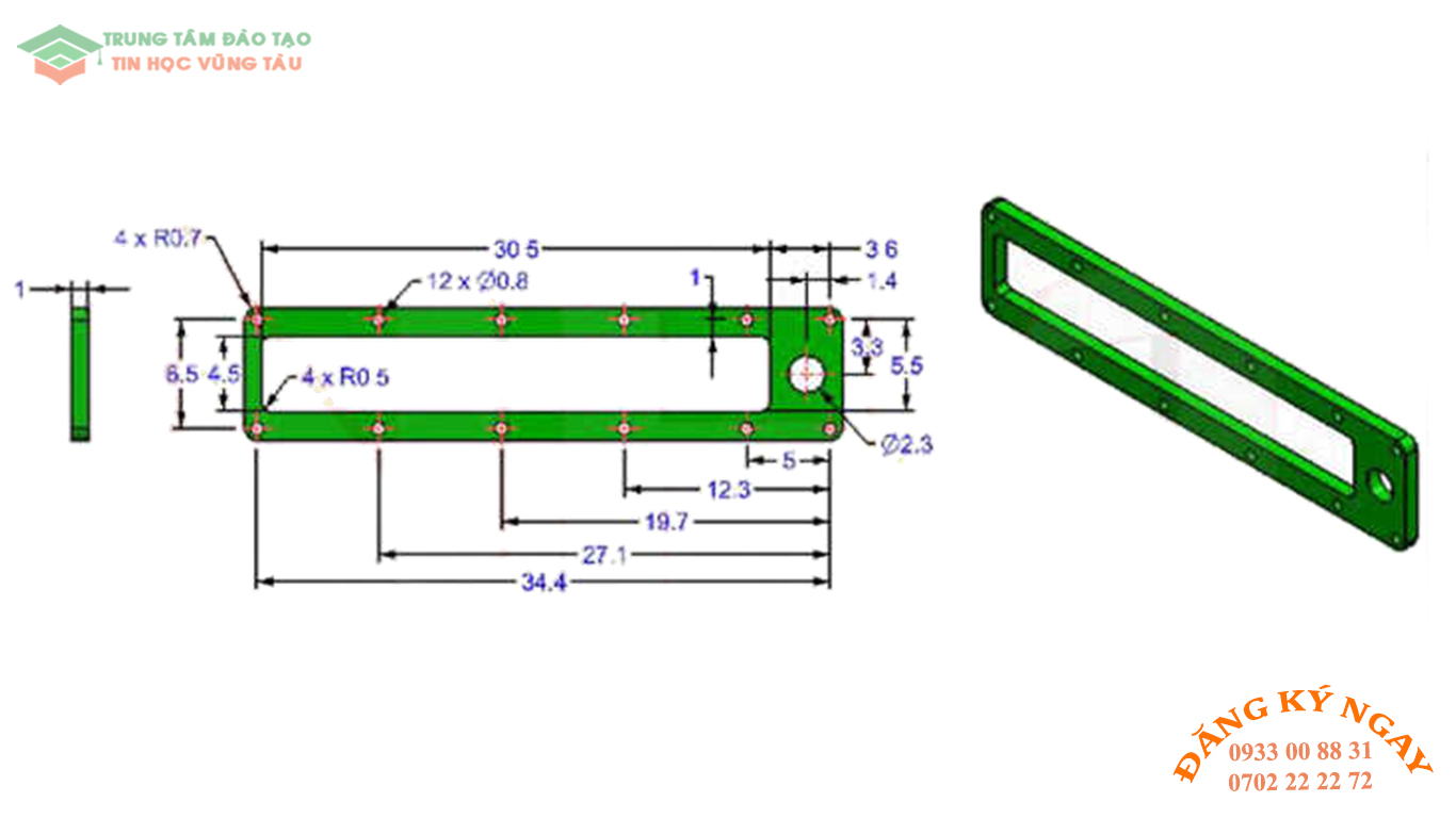 Đề thi AutoCad 3D 21 Đề thi Autocad 3D Trung tâm tin học trường thịnh Vũng Tàu 21