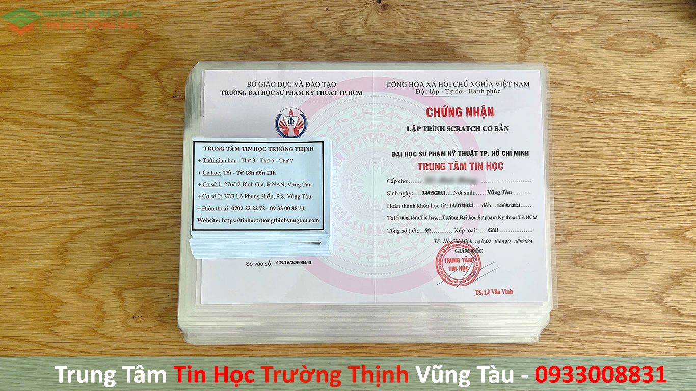 Lập Trình Cho Trẻ Em 13 Chứng chỉ khóa học lập trình tin học vũng tàu